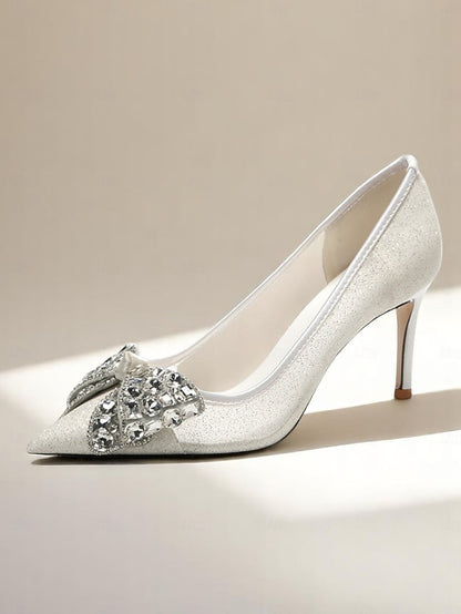 Women's Heels Rhinestone Bow with Glitter High