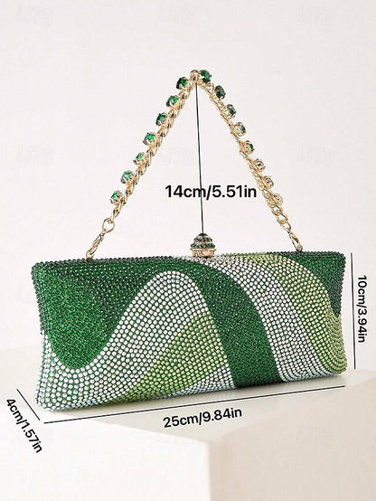 with Strap Crystal Bag Chain Clutch Evening Women's