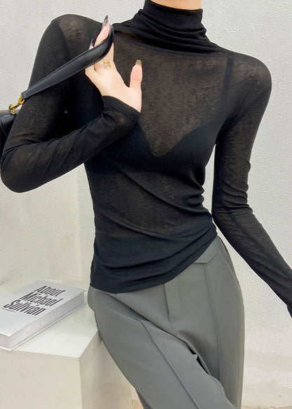 French Rose Hign Neck Slim Fit Woolen Knit Pullover Fall RV033