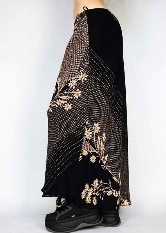 Art Low Waist Skirts Print Spring Holiday Black