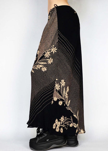 Art Low Waist Skirts Print Spring Holiday Black