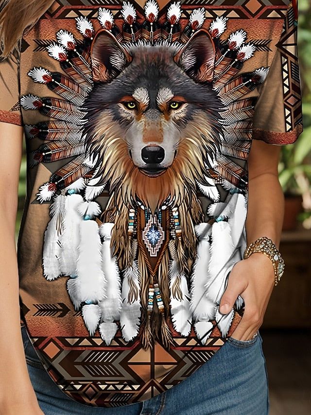 Women's Boho T Shirt Graphic Animal Geometric Vintage