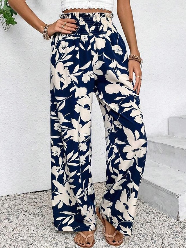 Women's Slacks Pants Trousers Boho Full Length Natural