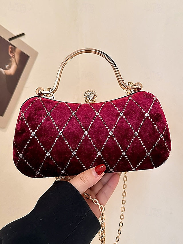 Women's Evening Accents - Velvet with Purse Quilted Diamond