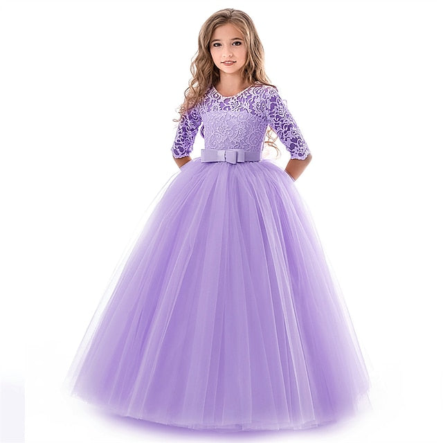 Girls' Dress Girl Flower Colored Kids Solid Wedding