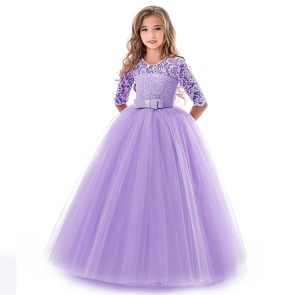 Girls' Dress Girl Flower Colored Kids Solid Wedding