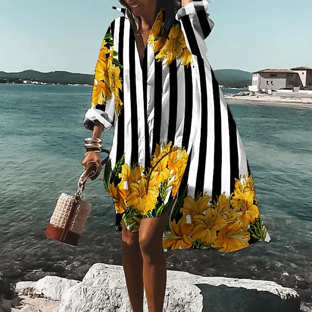 Women's Shirt Dress Casual Dress Swing Dress Midi Dress