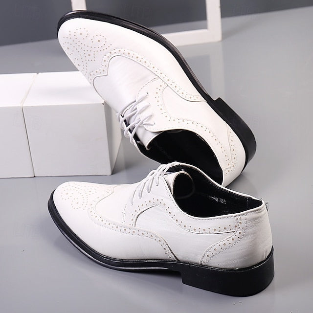 Formal Brogue - Men's White Oxford Shoes Classic