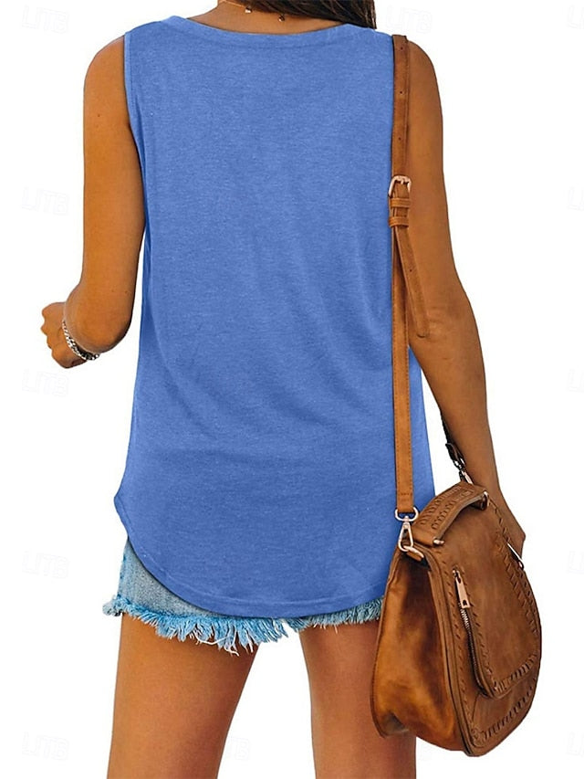 Women's Blouse Plain Active Vintage Sleeveless V Neck Long