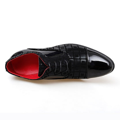 Block Men's Patent Heel and Black Shoes Leather Red Oxford