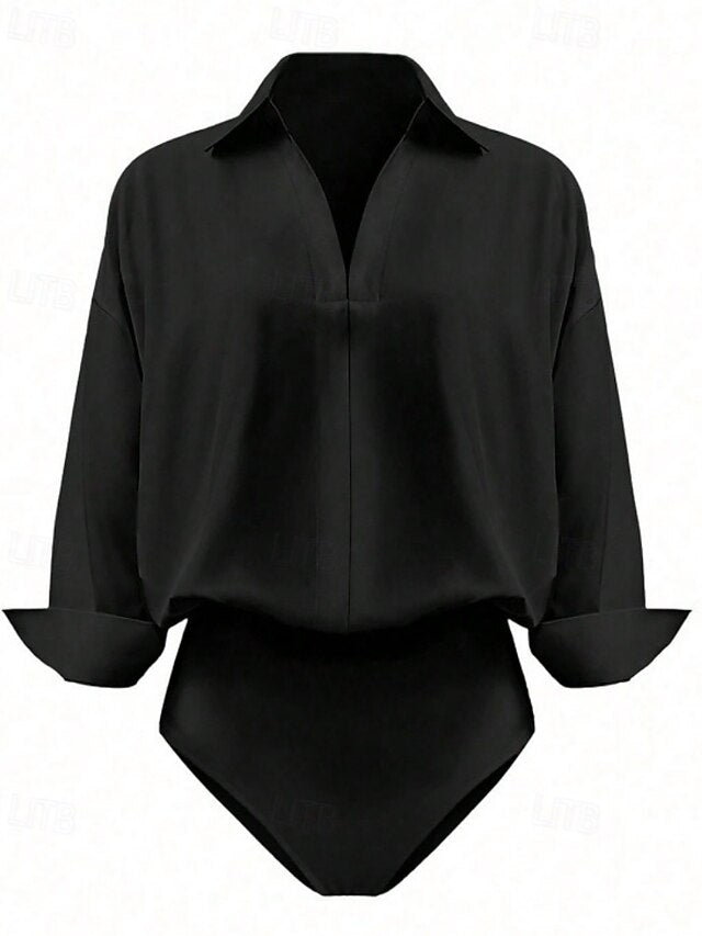 Women's Shirt Blouse Plain Stylish Basic Casual Long Sleeve