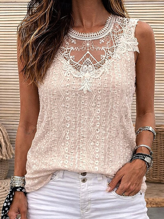 Women's Tank Top Lace Patchwork Plain Elegant Fashion