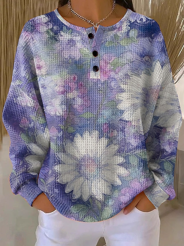 Women's Pullover Sweatshirt Floral Graphic Vintage Casual