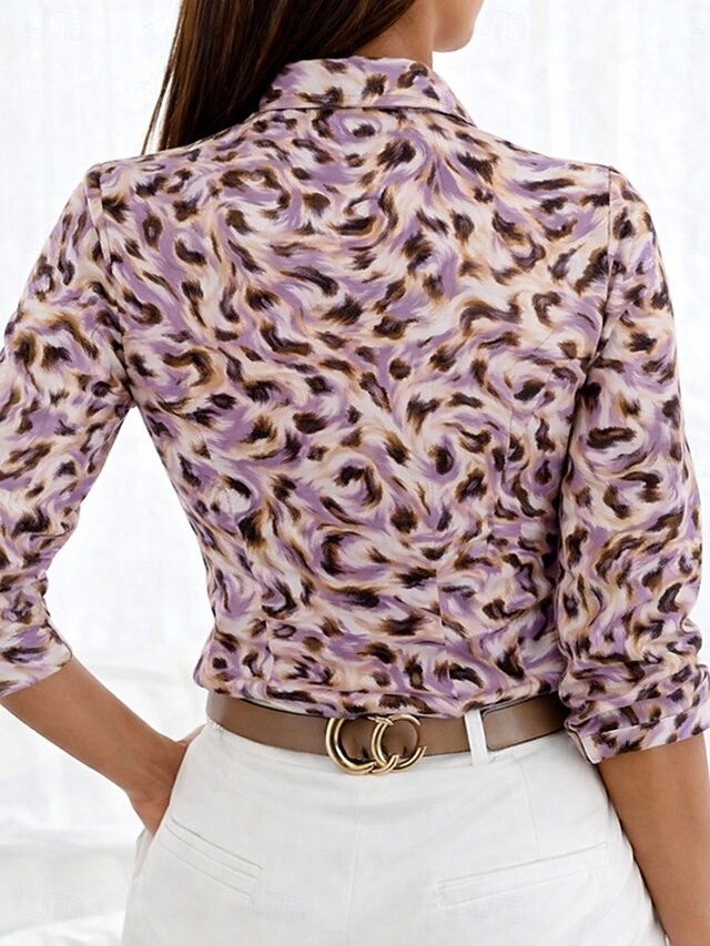 Women's Shirt Buttons Print Graphic Geometric Abstract