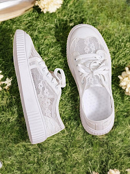 Casual Sneakers Floral Wedding Women – Shoes Lace for Bridal