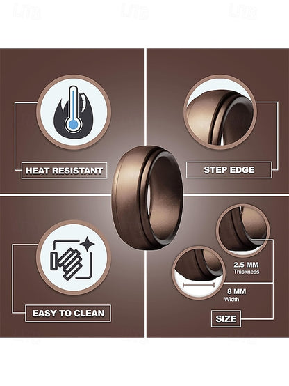 for Comfortable Silicone Durable Ring Men Black – Matte