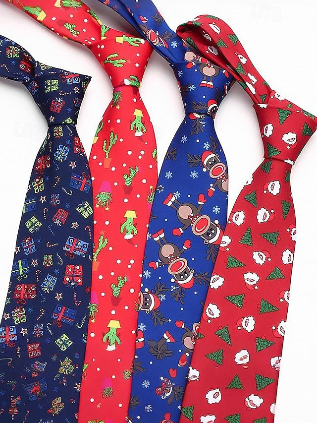 Silk Christmas Fun – Polyester Santa and Tie Tree Men's