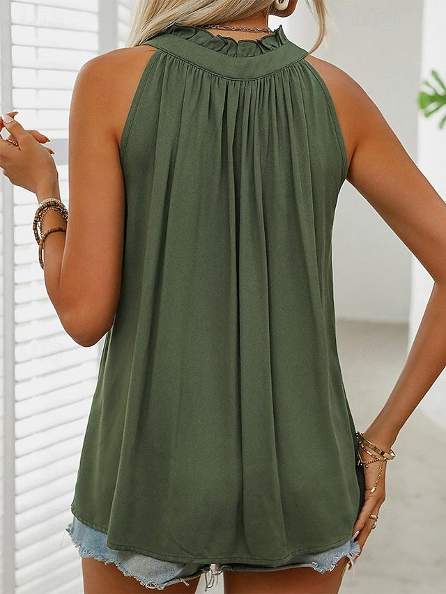 Women's Camisole Tank Top Vest Stylish Tie Front Ruffle