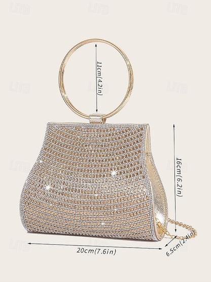 Handle Evening with Ring – Gold Crystal Elegant Clutch