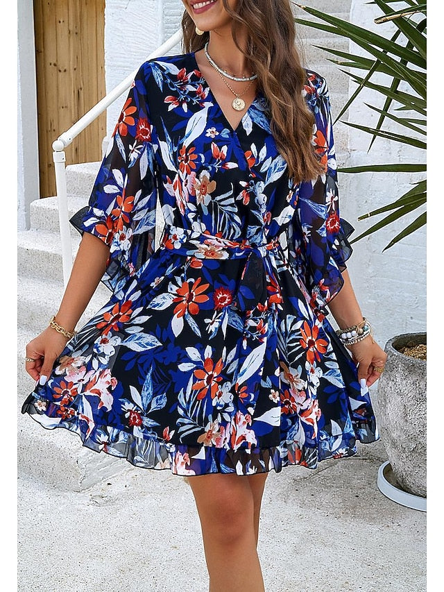 Women's Casual Dress Sheath Dress Sundress Rose 3D Print