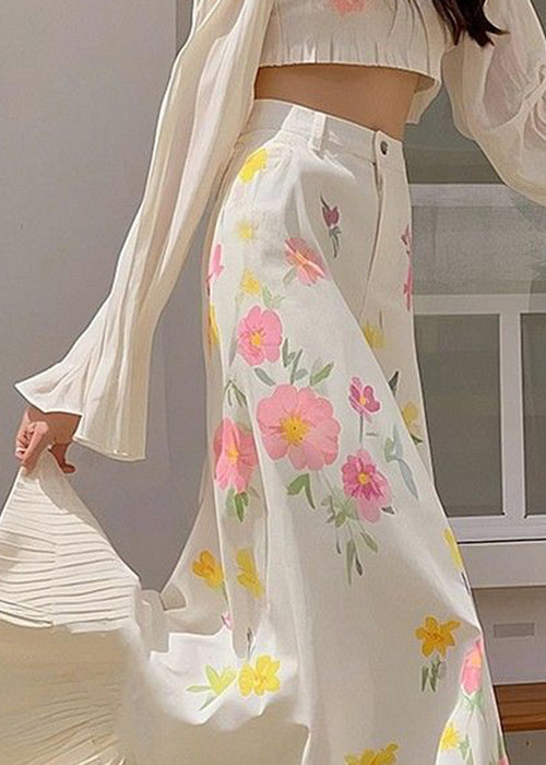 Pink Cotton Waist New Spring Skirts High Print Wrinkled