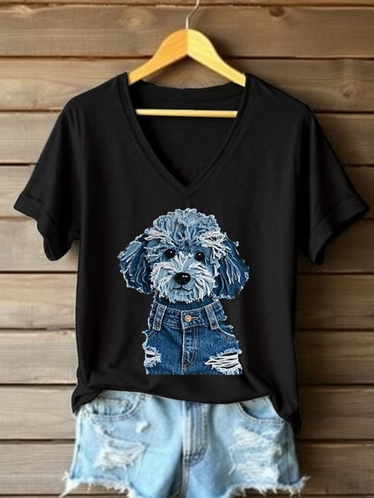 Women's T Shirt Print Graphic Animal Dog Vintage Stylish