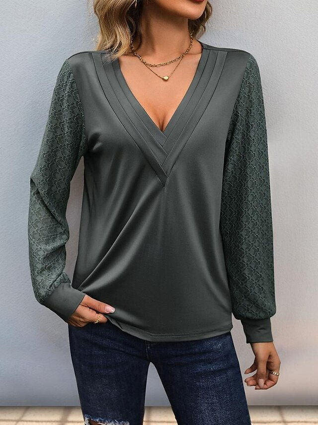 Women's Elegant Lace Tops Eyelet Blouse Stylish Modern