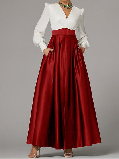 A-Line Dress Floor High Guest Gown Formal Evening Split Wedding