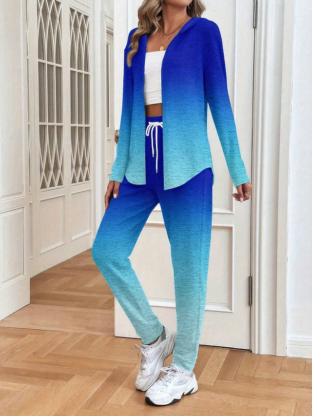 Women's 2 Pieces Hoodie Tracksuits Pants Sets Long Sleeve