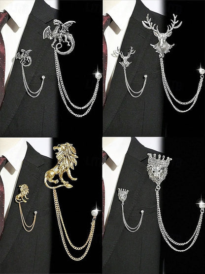 Christmas Men's with Brooch Lapel Deer Pin