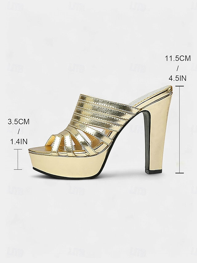 Mule Platform Women's Heels White Strappy - Open-Toe