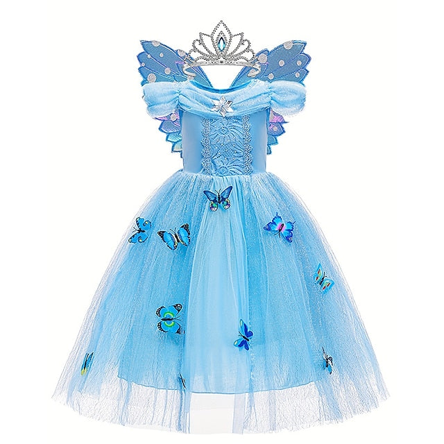 Costume Girl Tulle Elsa Frozen Party Theme Flower Dress Princess