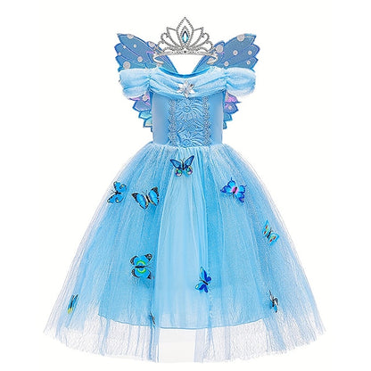 Costume Girl Tulle Elsa Frozen Party Theme Flower Dress Princess