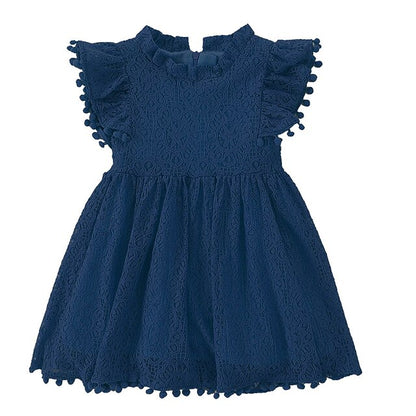 Solid Color Sleeve Girls' Short Party Dress Kids