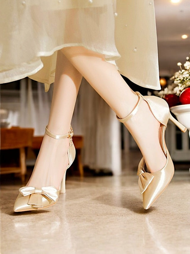 Ankle Strap Women's Champagne Pumps Classy – Bow Pointed
