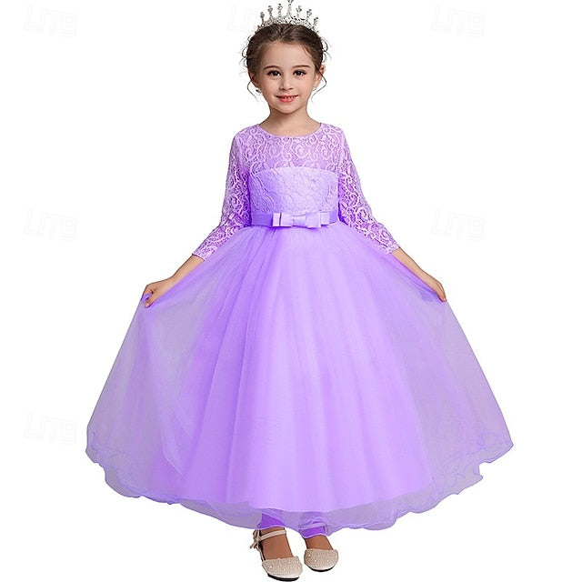 Girls' Sleeve Wedding Girl Dress Flower Half Kids