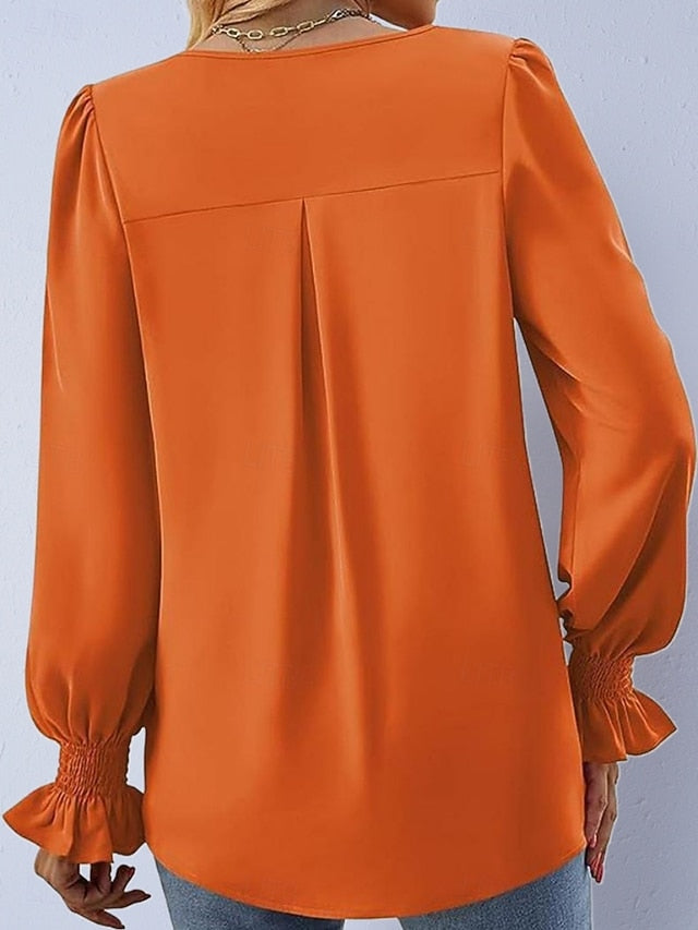 Women's Shirt Satin Shirt Blouse Plain Stylish Basic