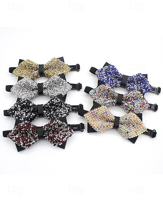 Sequins Tie Christmas Polyester – Bow Men's Sparkling