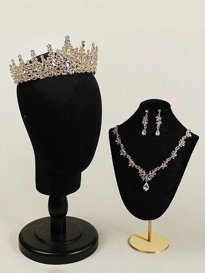Necklace Set Gold-Plated Tiara and – Sparkling Crown Diamond