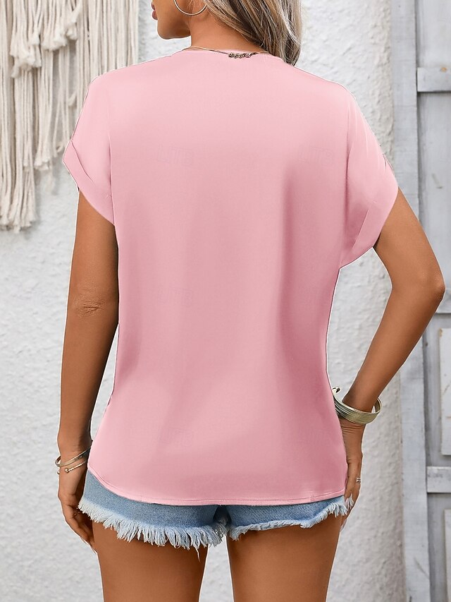 Women's Shirt Blouse Lace Tops Patchwork Plain Stylish