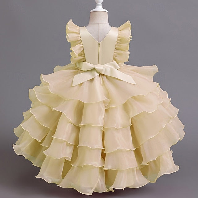 Floral Kids Girls' Party Dress Asymmetrical