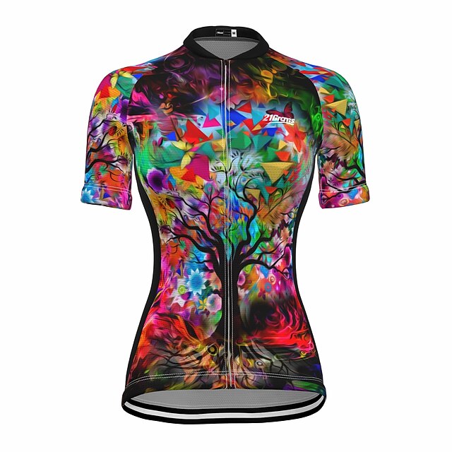 Women's Cycling Jersey Tree Short Sleeve Bike Jersey Top