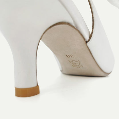 Toe Bow for Women White with Tie Heels Slingback - Pointed