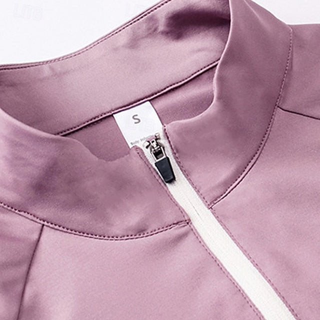 Women's Running T-Shirt Zipper Long Sleeve Zip Top Casual