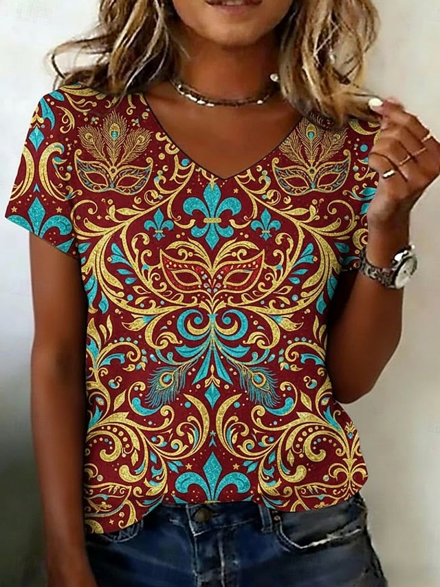 Carnival Women's T Shirt Print Floral Graphic Vintage