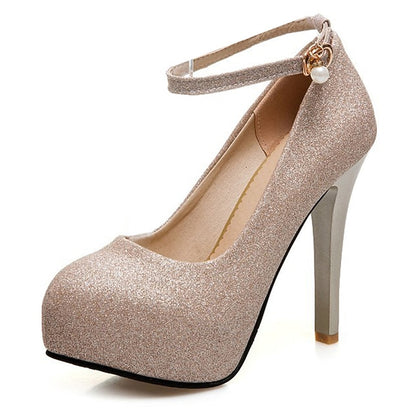 Platform Ankle with Heels Silver Women's Stiletto Glitter