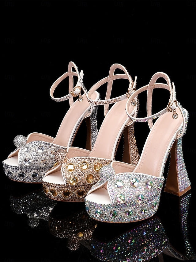 with Women's Rhinestone Platform Matching Sandals High Heel