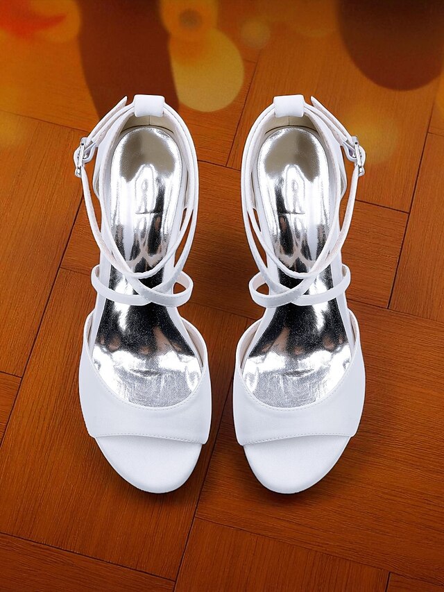 Strap Elegant Block - Satin Sandals with Ankle Women's Heel