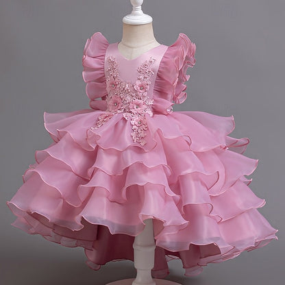 Floral Kids Girls' Party Dress Asymmetrical