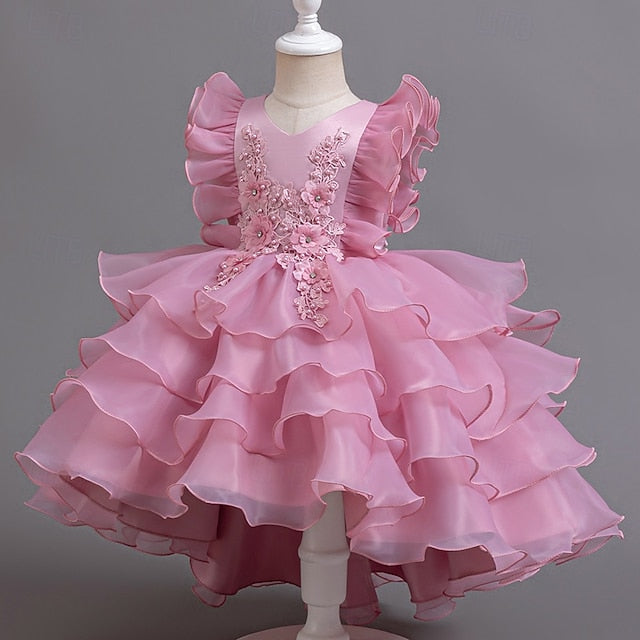 Dress Floral Kids Girls' Asymmetrical Party